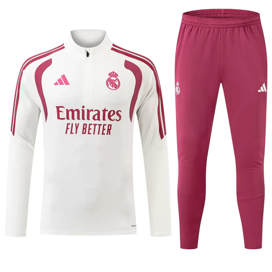 Real Madrid Kinder trainingspak met 1/4 rits Roze 2026/27