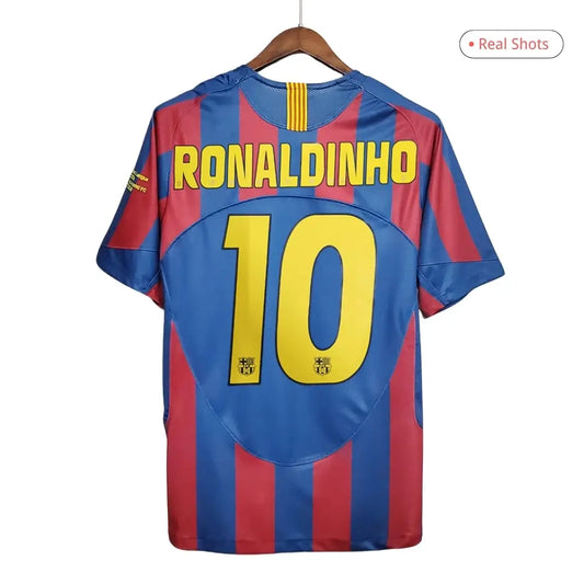 Barcelona Ronaldinho #10 Barcelona Koszulka retro domowa UCL Final 2005/06