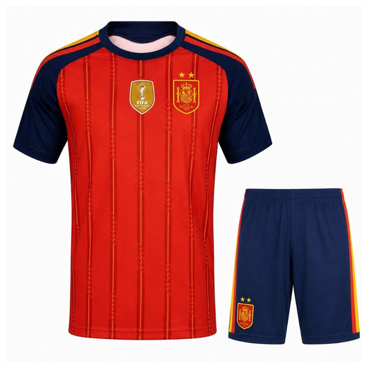 Hiszpania Zestaw – Koszulka + Spodenki Domowa Bez logo – Mundial 2026