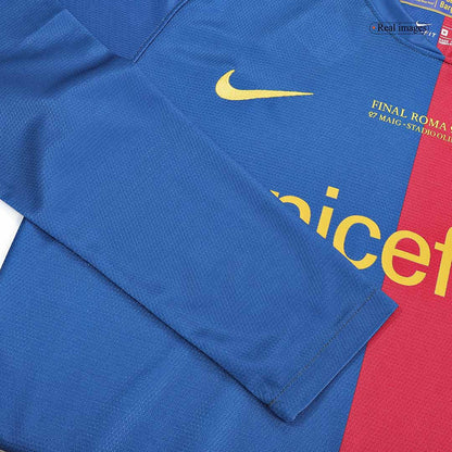 Barcelona Koszulka retro domowa z długim rękawem UCL Final 2008/09