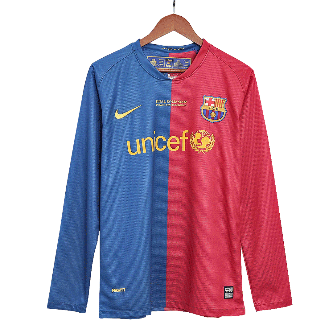 Barcelona Koszulka retro domowa z długim rękawem UCL Final 2008/09