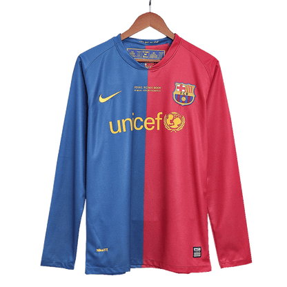 Barcelona Koszulka retro domowa z długim rękawem UCL Final 2008/09