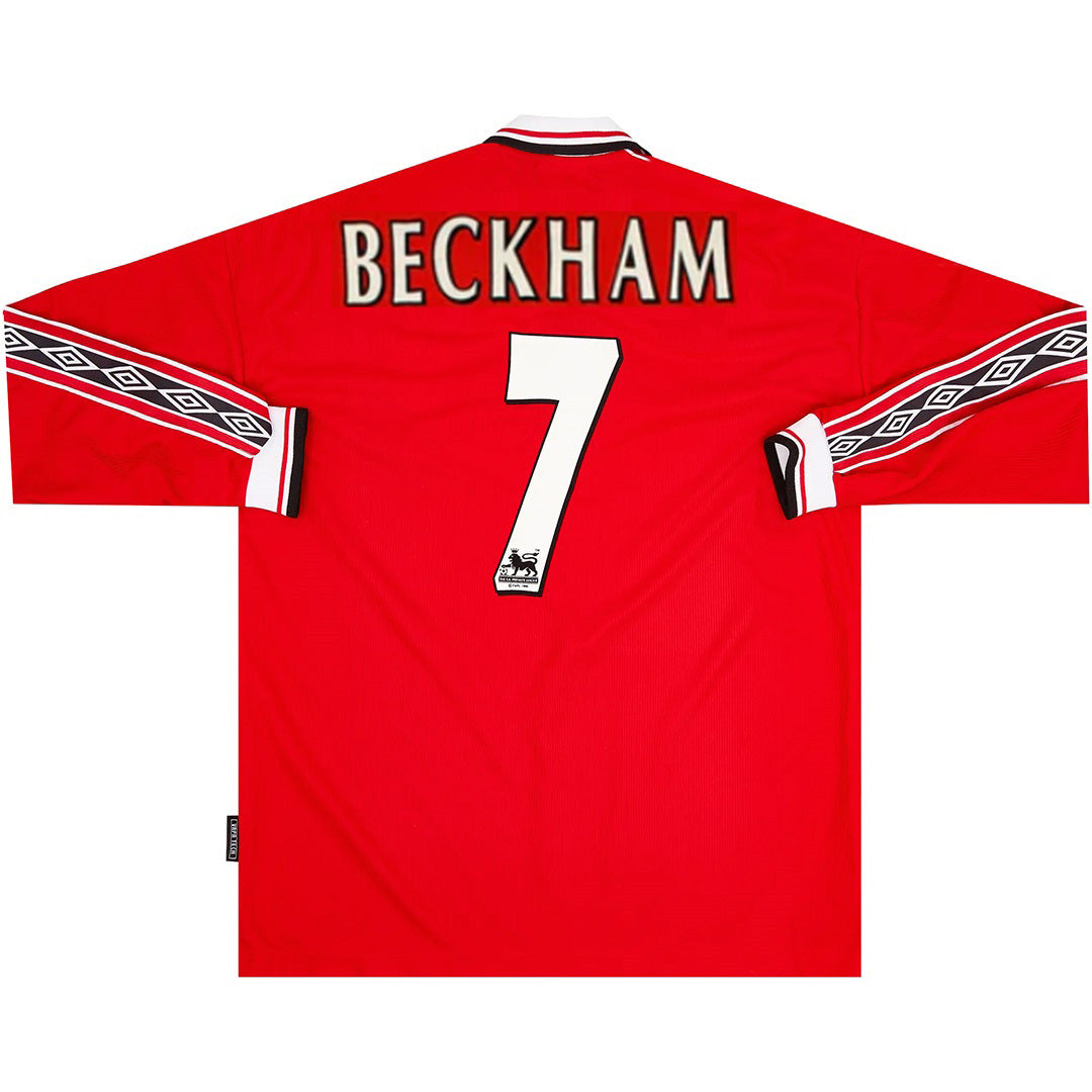 Beckham #7 Manchester United Koszulka retro domowa z długim rękawem 1998/99