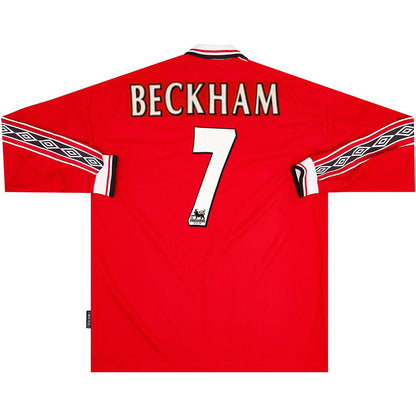 Beckham #7 Manchester United Koszulka retro domowa z długim rękawem 1998/99