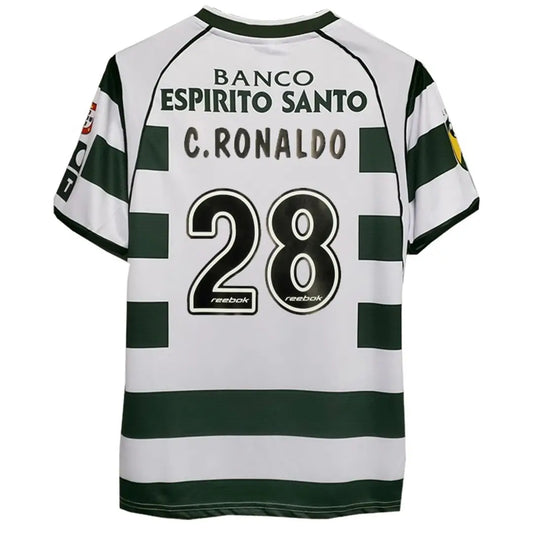 C.RONALDO #28 Sporting CP Koszulka retro domowa 2001/03