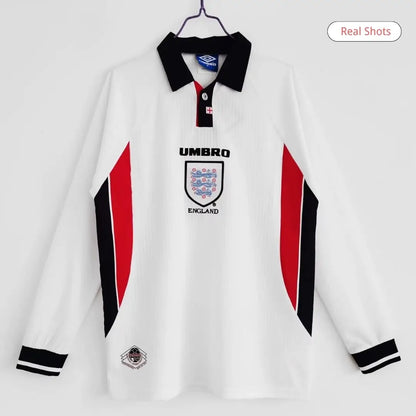Beckham #7 Anglia Koszulka retro domowa z długim rękawem 1998