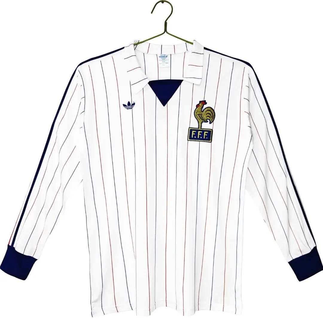 Francja Koszulka retro domowa z długim rękawem 1980/84