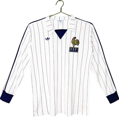 Francja Koszulka retro domowa z długim rękawem 1980/84