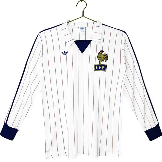 Francja Koszulka retro domowa z długim rękawem 1980/84