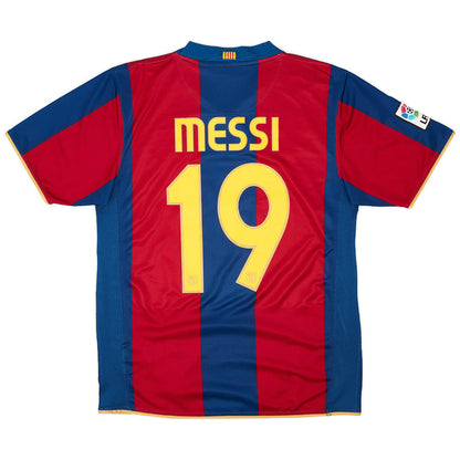 Messi #19 Barcelona Koszulka retro domowa 2007/08