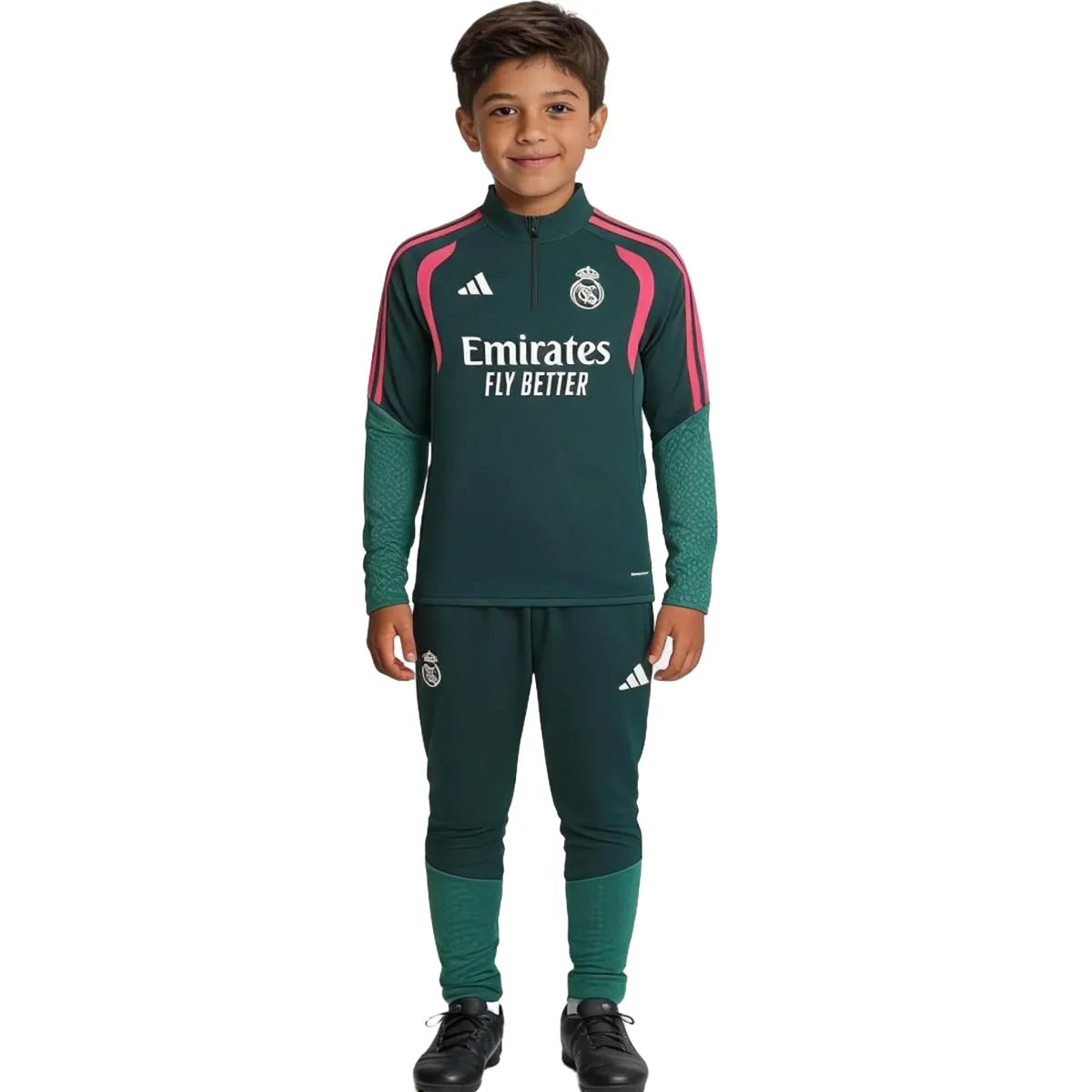Real Madrid kinder trainingspak met 1/4 rits Groen 2026/27