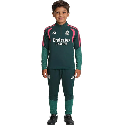 Real Madrid kinder trainingspak met 1/4 rits Groen 2026/27