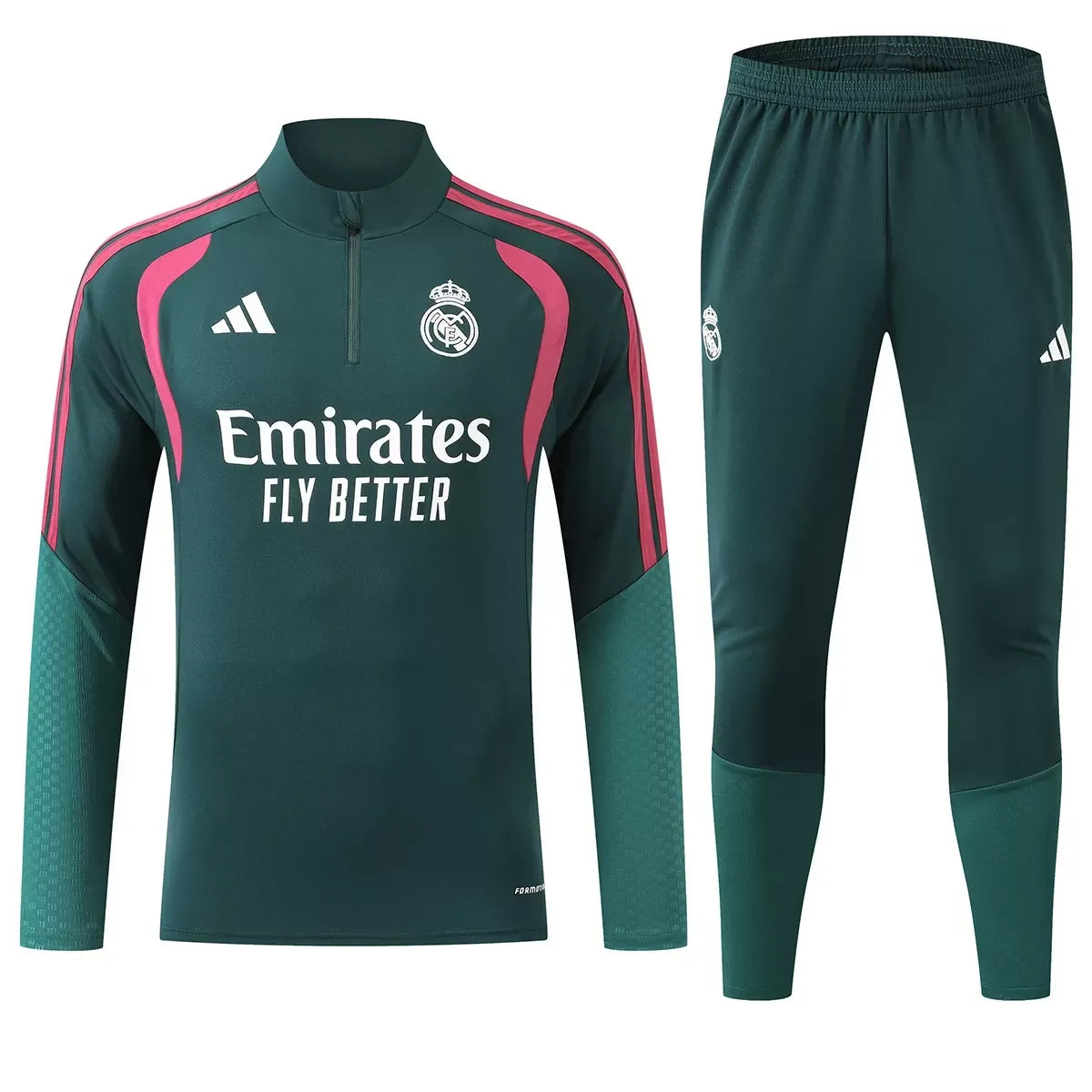 Real Madrid kinder trainingspak met 1/4 rits Groen 2026/27