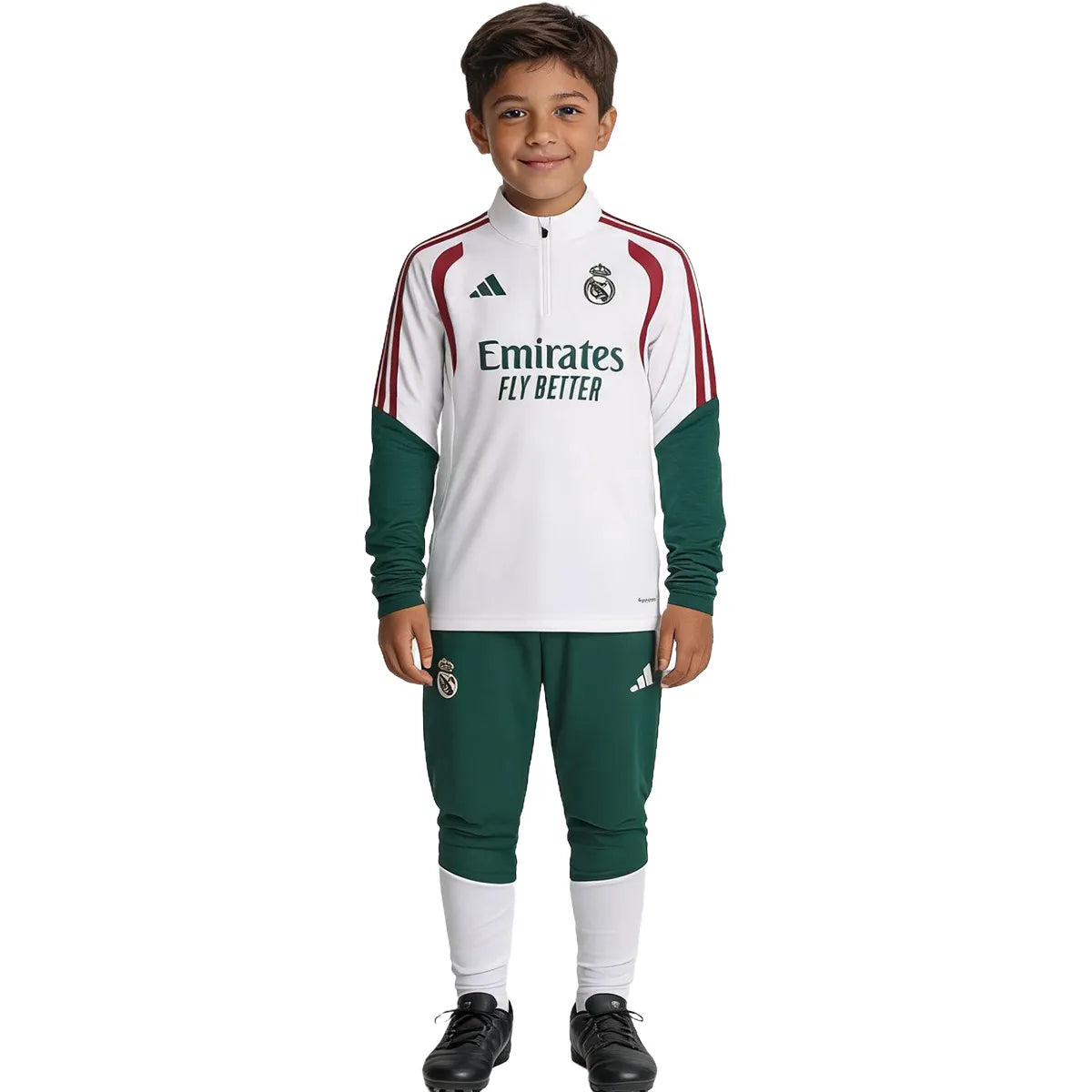 Real Madrid Kinder trainingspak met 1/4 ritssluiting Wit 2026/27