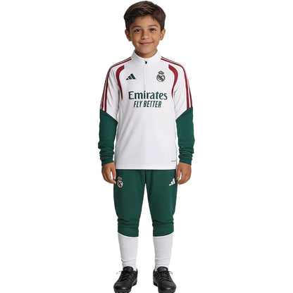 Real Madrid Kinder trainingspak met 1/4 ritssluiting Wit 2026/27