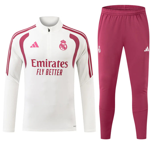 Real Madrid Trainingspak met 1/4 rits Roze 2026/27
