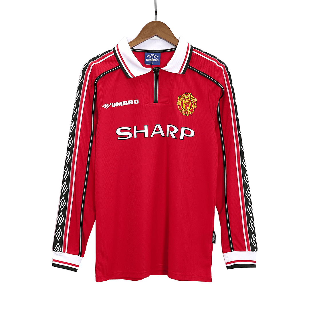 Beckham #7 Manchester United Koszulka retro domowa z długim rękawem 1998/99