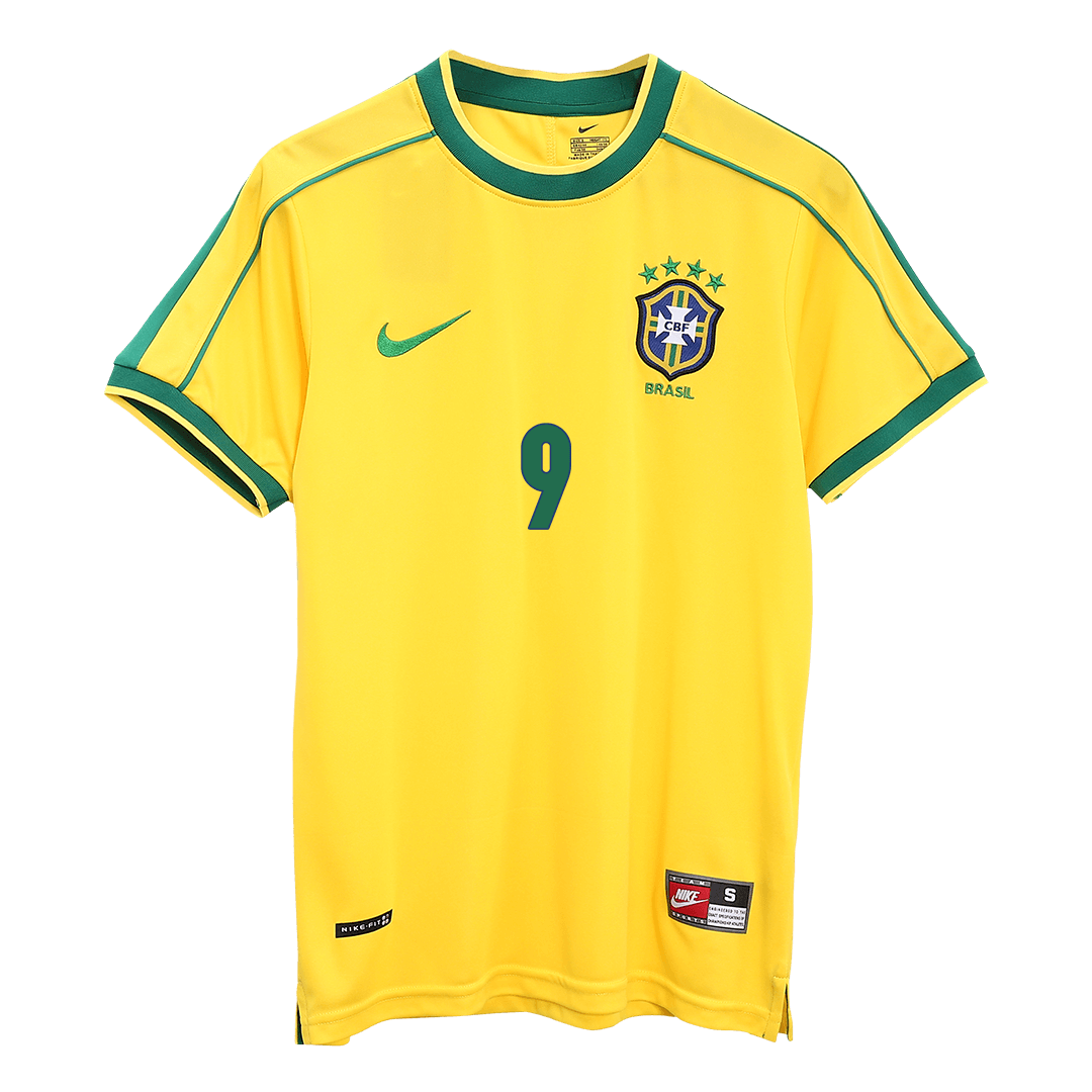 RONALDO #9 Brazylia Koszulka retro domowa World Cup 1998