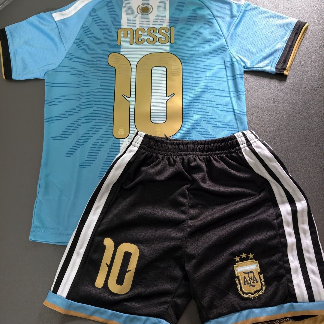 Messi #10 Argentyna x Messi Dziecięcy Komplet domowy – koszulka + spodenki 2026
