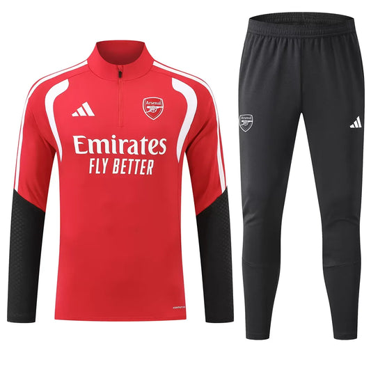Arsenal Kinder trainingspak met 1/4 rits Rood 2026/27
