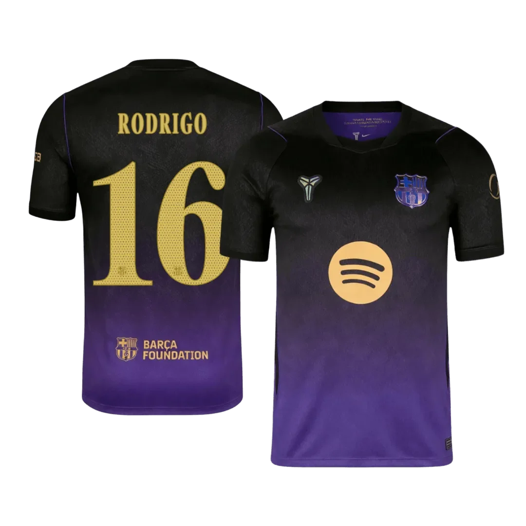 RODRIGO #16 Barcelona x Kobe Bryant Koszulka wyjazdowa Wersja zawodnicza 2026/27 – UCL
