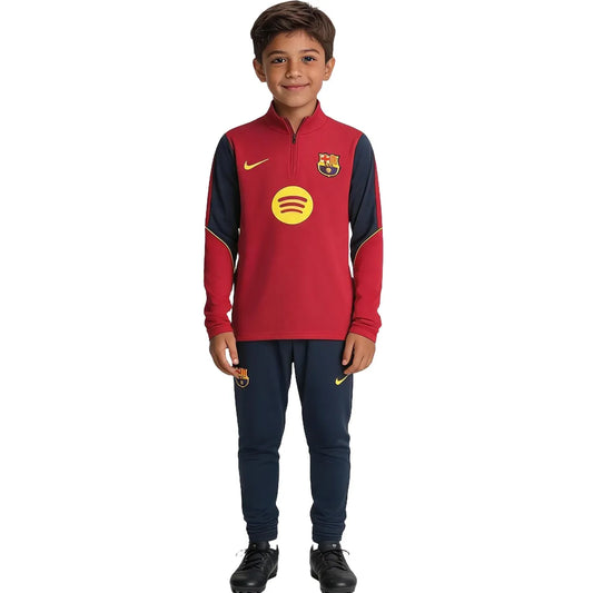Barcelona Kindertrainingspak met 1/4 rits Rood 2026/27
