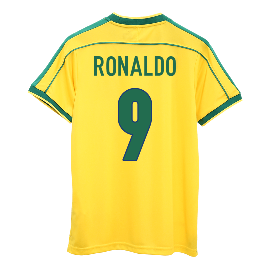 RONALDO #9 Brazylia Koszulka retro domowa World Cup 1998
