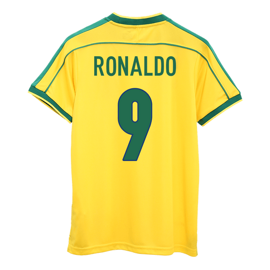 RONALDO #9 Brazylia Koszulka retro domowa World Cup 1998