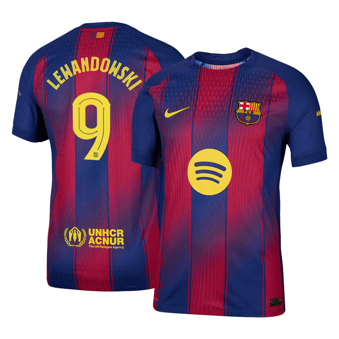 LEWANDOWSKI #9 Barcelona Koszulka domowa Wersja zawodnicza 2025/26 – UCL