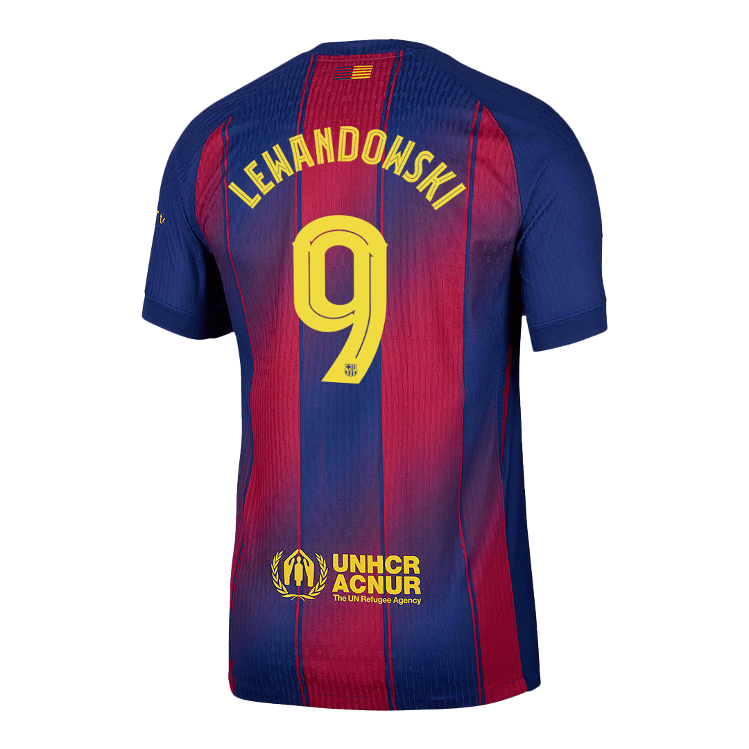 LEWANDOWSKI #9 Barcelona Koszulka domowa Wersja zawodnicza 2025/26 – UCL