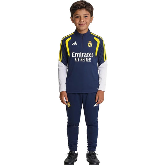 Real Madrid Kinder trainingsjack met 1/4 rits Marineblauw 2026/27
